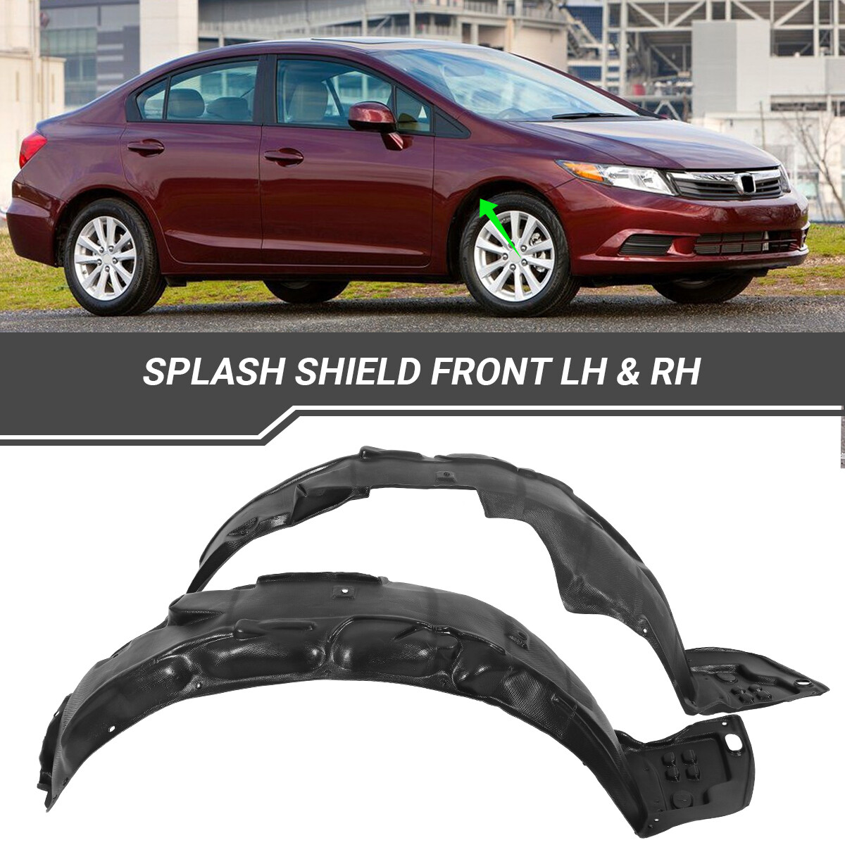 Fender Liner Front Left Driver & Right Passenger Side For 2012-2015 Honda Civic