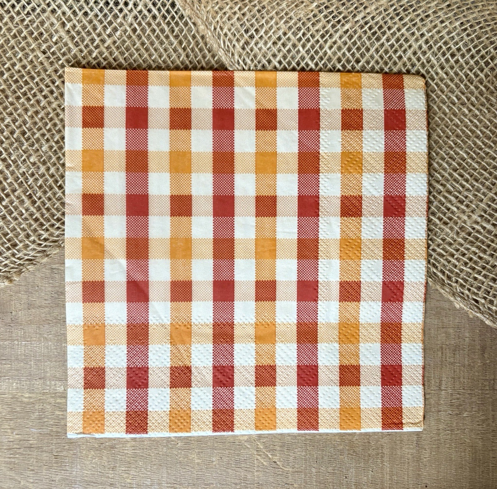 L-036 Plaid Fall Design Luncheon Napkins For Decoupage And Paper Crafts