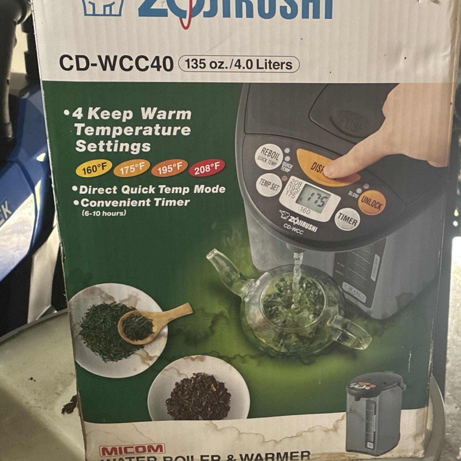 Zojirushi CD-WCC40 Electric Hot Water Dispenser 135oz 4.0L Silver Black