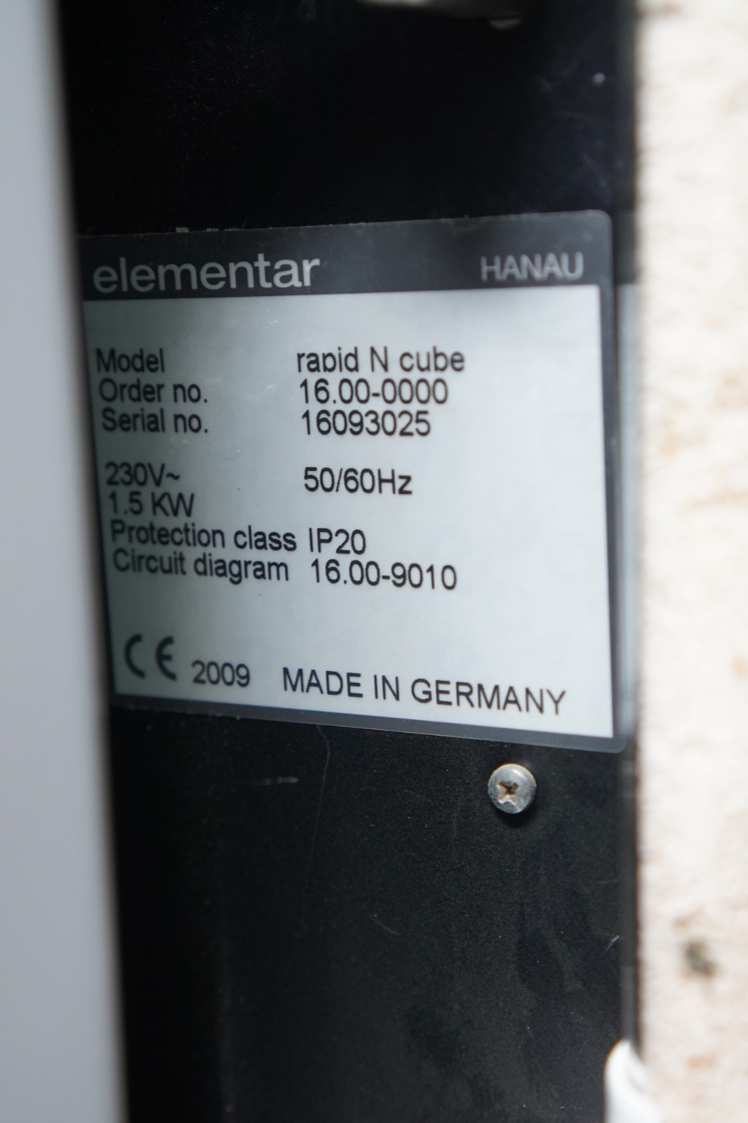 Elementar Rapid N Cube Nitrogen and Protein Analyzer w/PC Software