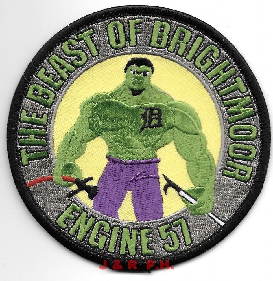 Detroit  Engine - 57  "Beast of Brighton", Michigan (4" round" size) fire patch