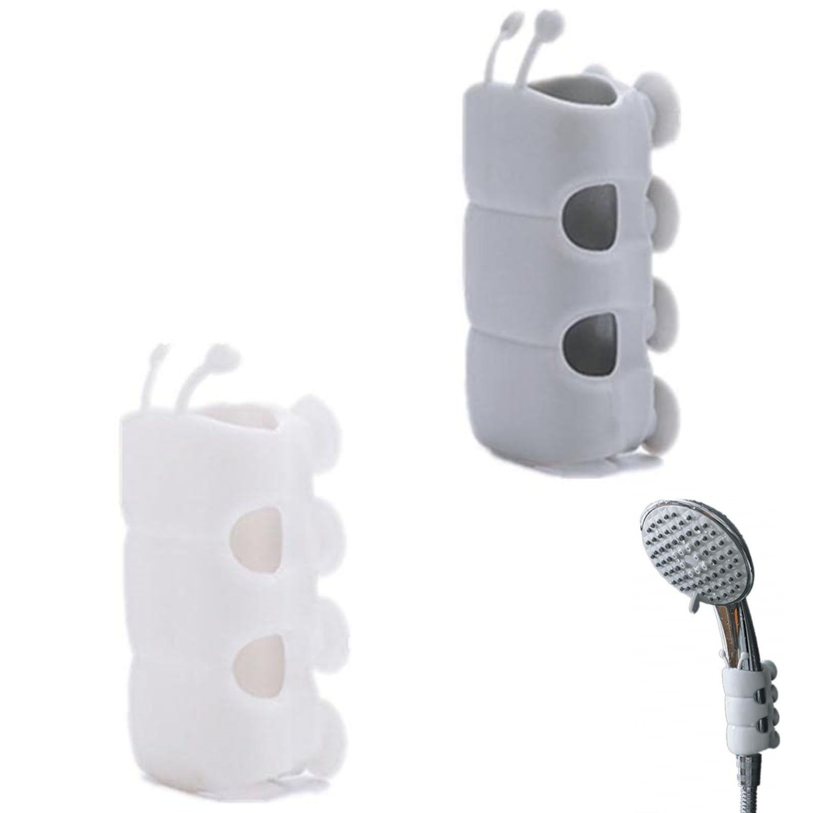 2 Pack Punch-Free Shower Holder Silicone Suction Wall Mounted Bracket Shower ...
