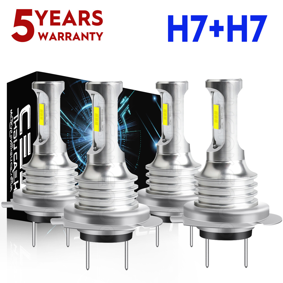 4x H7 10000K LED Headlight Kit High Low Beam Bulbs 3300000LM White Super Bright