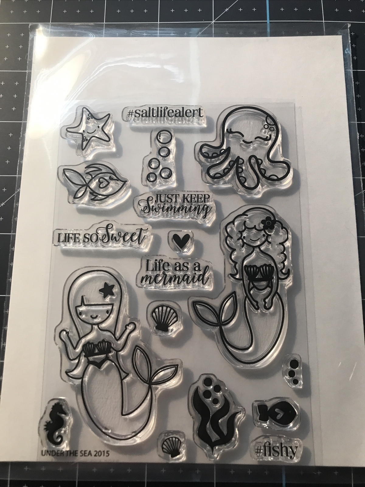 Under The Sea Mermaid Fish Seahorse Clear Stamp Set 18pc
