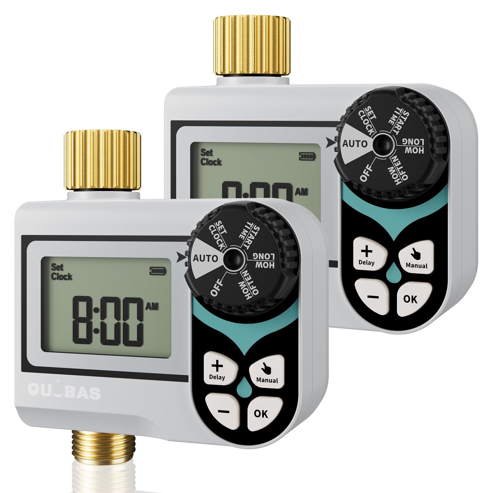 QUOBAS Zero Pressure Water Timer, 2 Pack Sprinkler Timer for Garden Hose