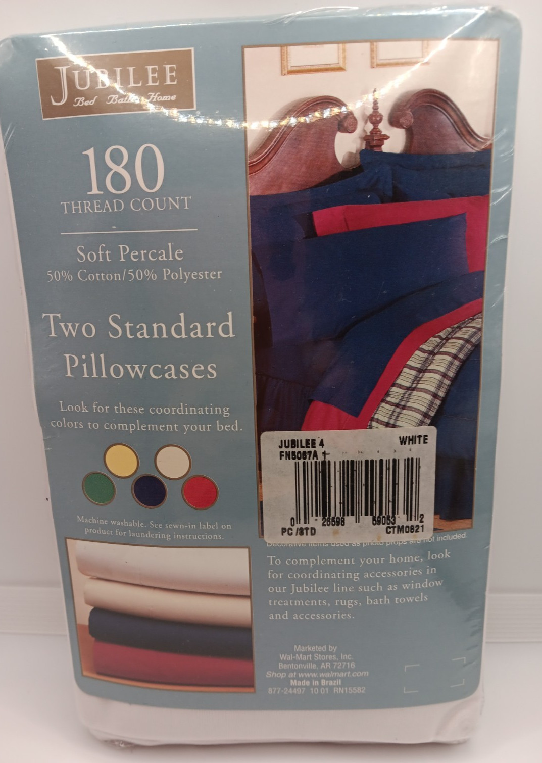 Jubilee Standard Size Pillowcases (2) White   Sealed In Pack