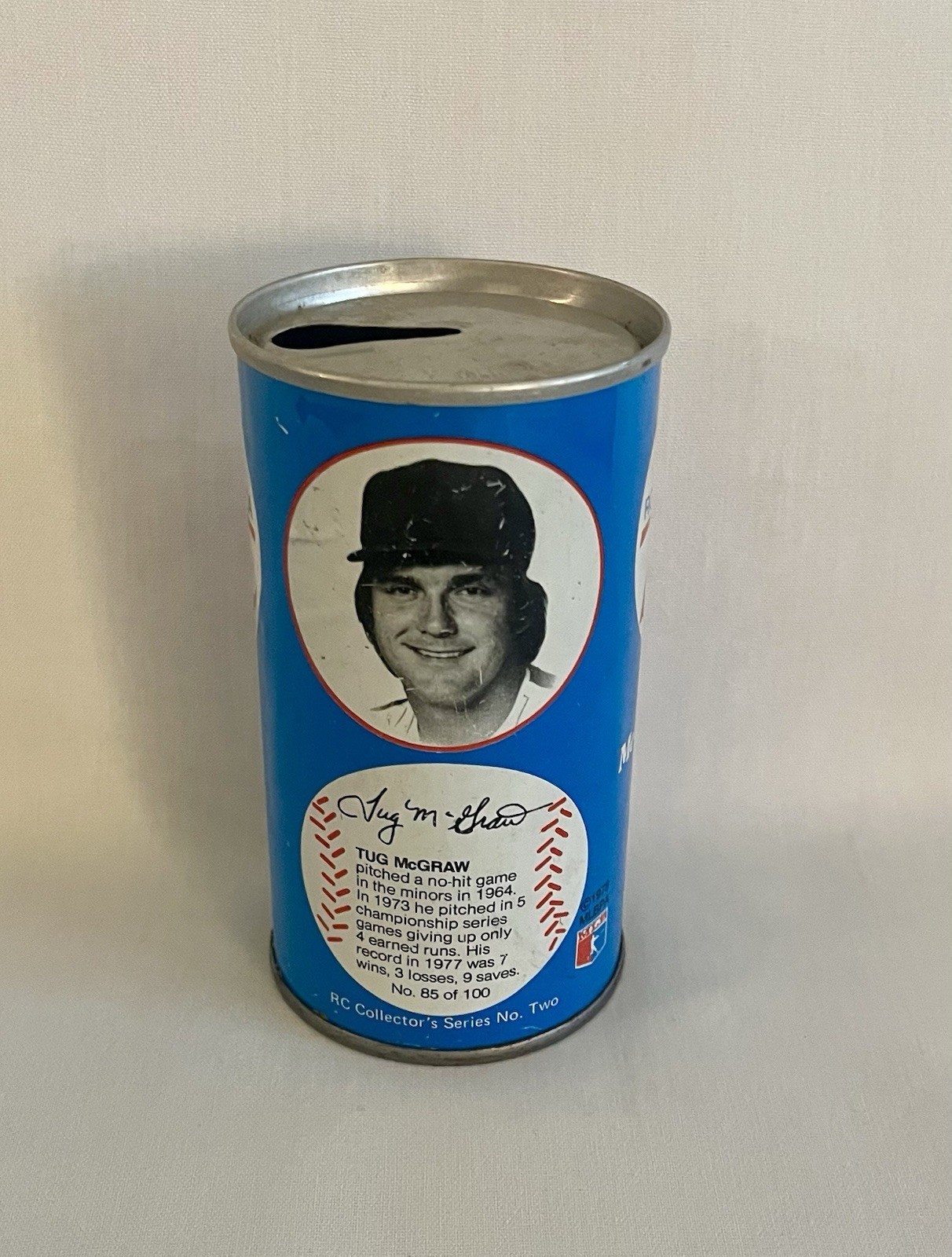 Tug McGraw 1978 RC Cola Soda Can Number 85 Phillies New York Mets
