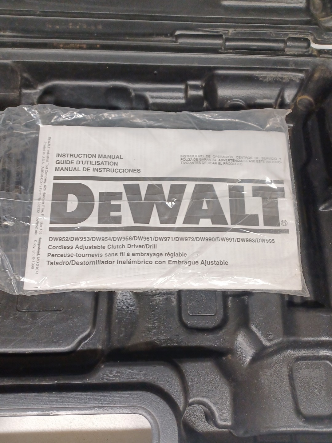 Dewalt 12 v. Drill DW953RFK-2 PLASTIC CASE ONLY