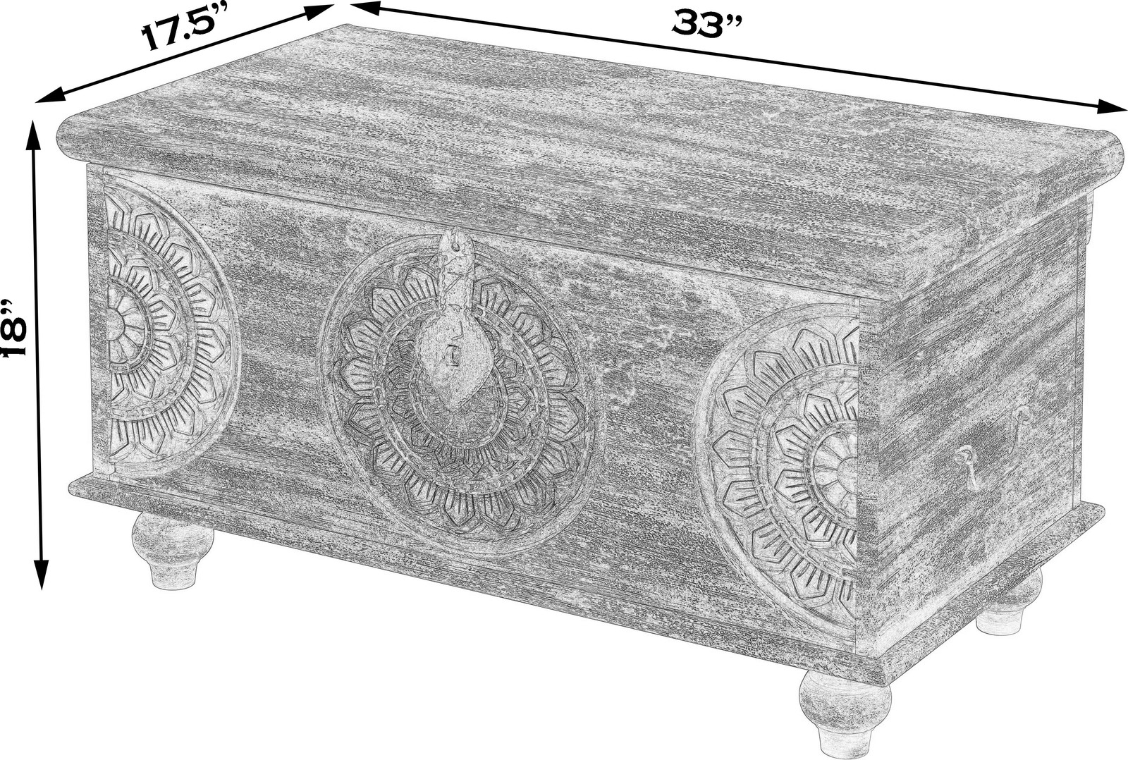 Hand-Painted Vintage Mesa Trunk Coffee Table