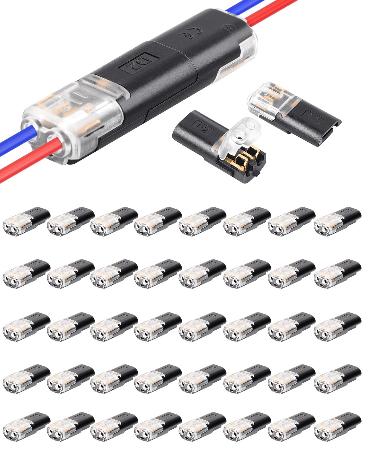 40PCS Pluggable Low Voltage Wire Connectors,Double Wire Plug in Connector wit...