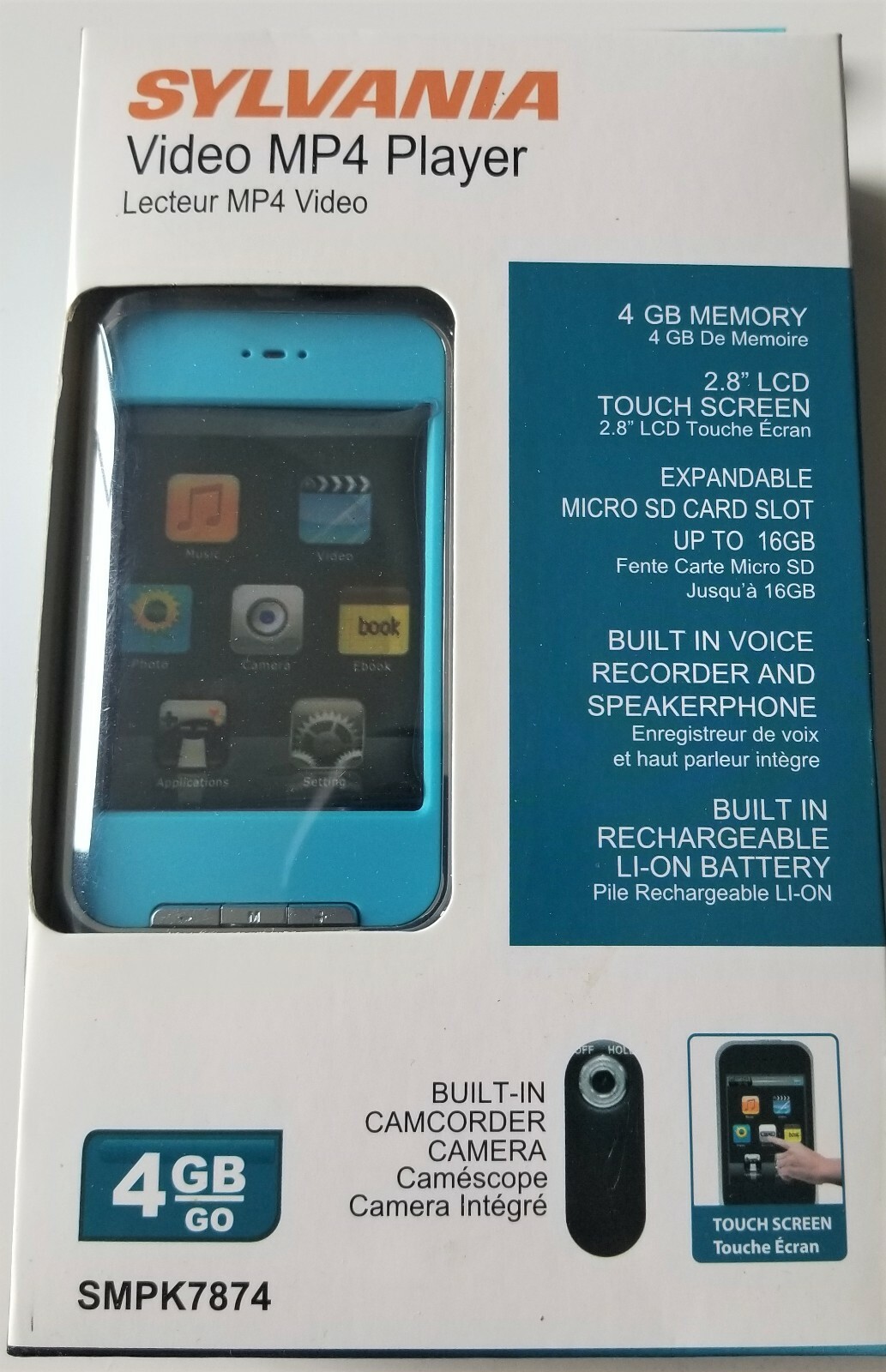 Brand NEW! Sylvania 4GB 2.8" LCD Touch Screen Video (MP3/MP4) Player (Blue)