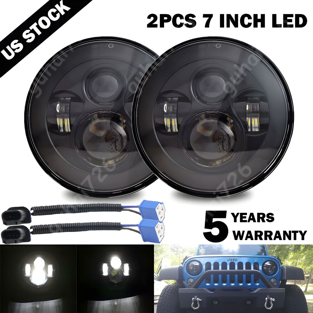 Pair 7" Inch LED Headlight Round HI/LO Sealed Beam for Chevy Pickup Truck 3100