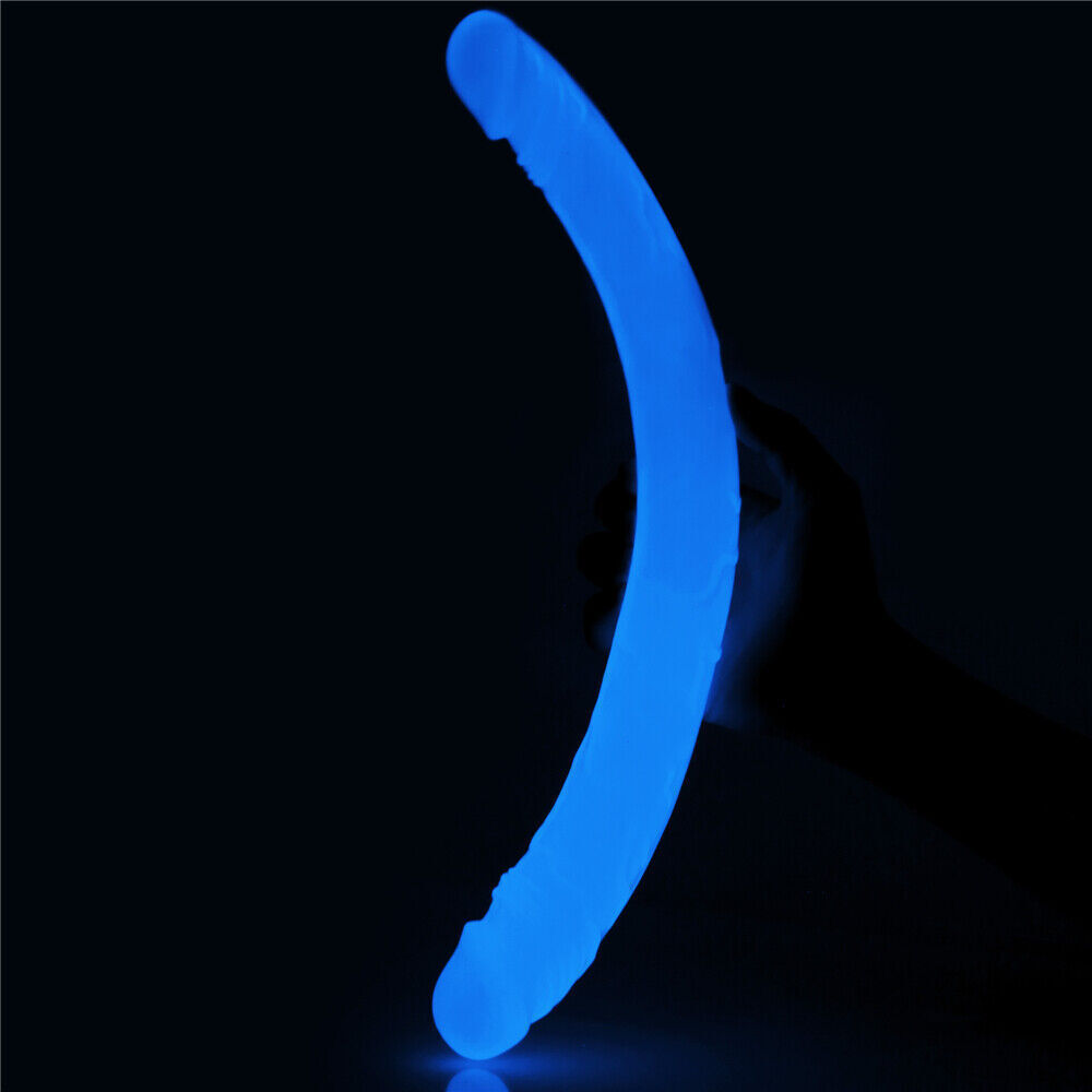 Lovetoy 14.5" Lumino Play Double Ended Dildo for Lesbian Blue Glow in the Dark