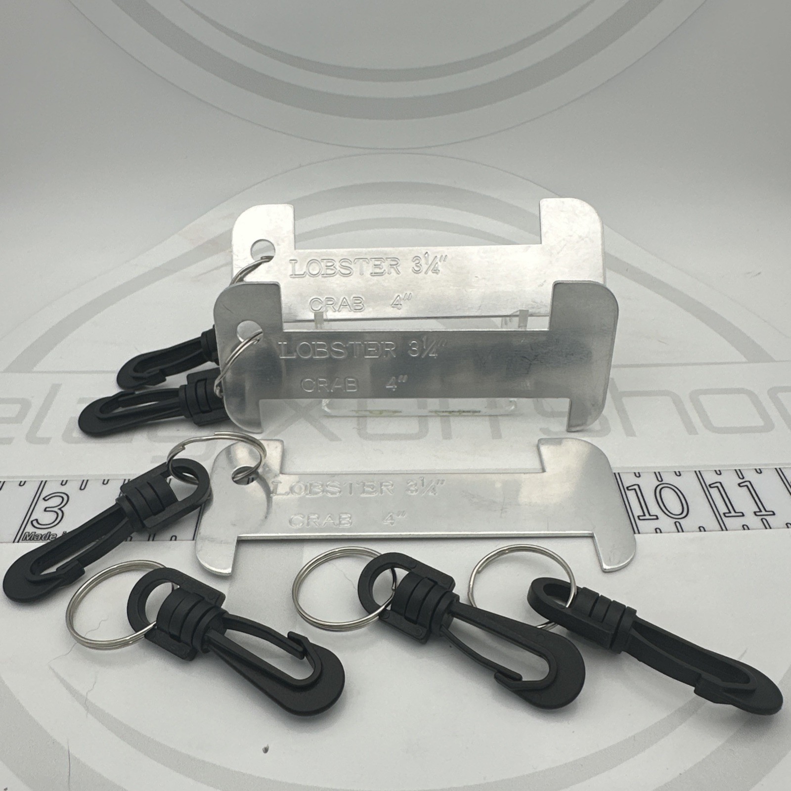 Scuba Diving 5" Aluminum Lobster Crab Gauge 3 Pack W/ 3 Extra Clips (Not Promar)