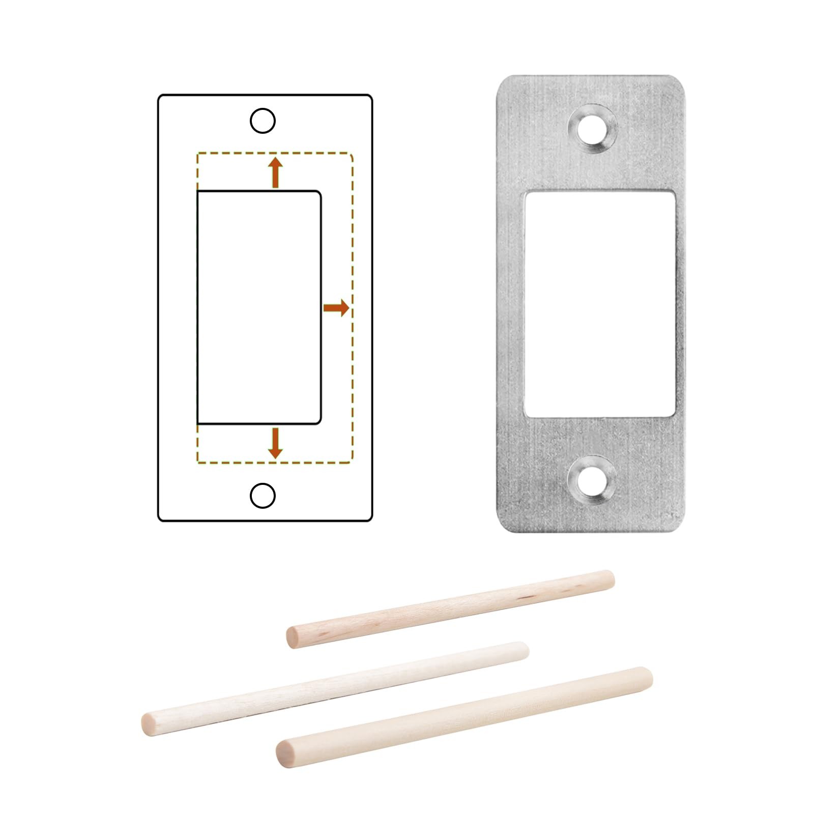 Deadbolt Restorer Strike Plate Large Version 2-3/4"H x 1-1/8"W