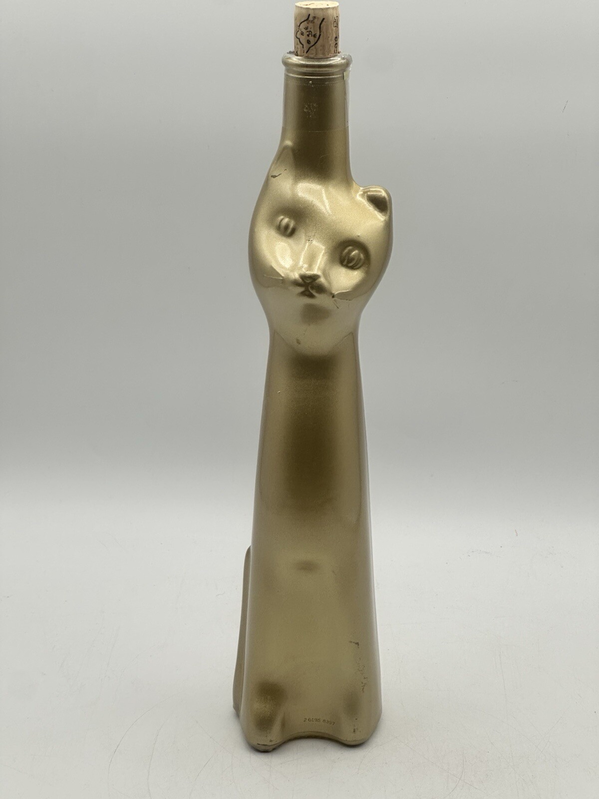 Moselland Reisling Gold Happy Cat Bottle 13” Tall Empty With Cork Germany