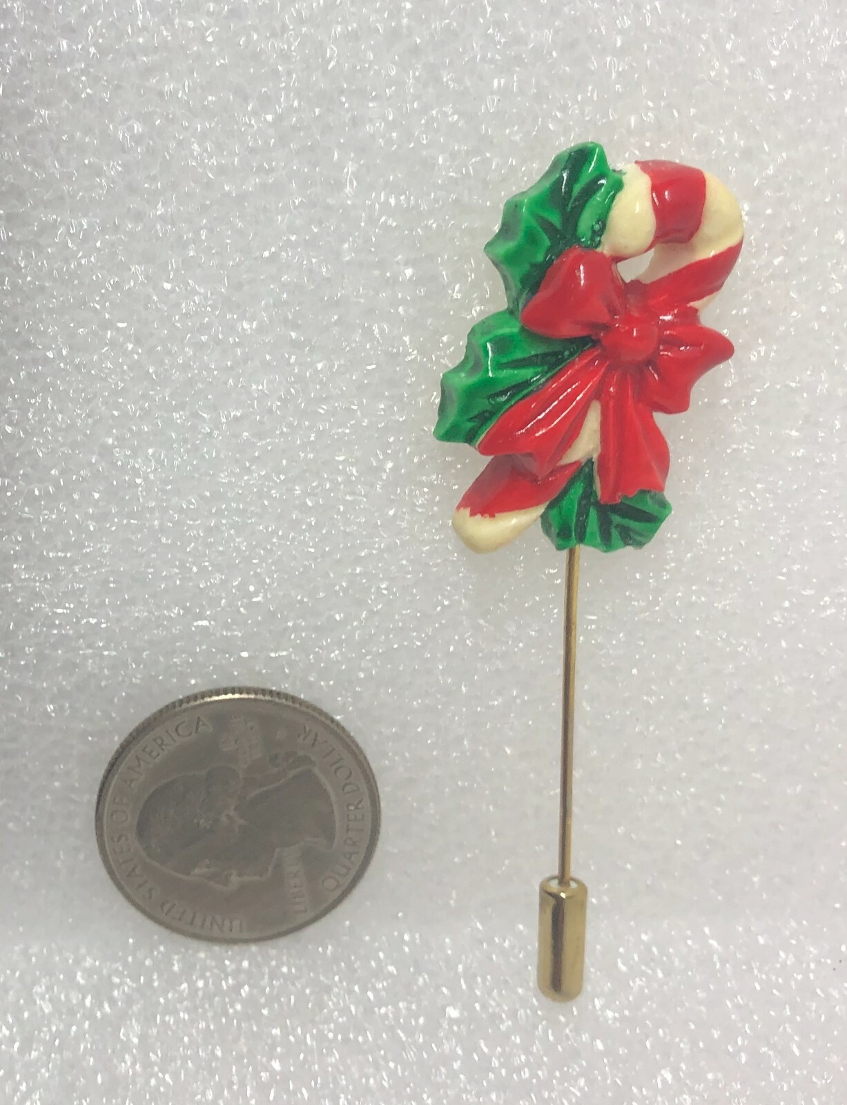Candy Cane w/ Holly Stick Pin