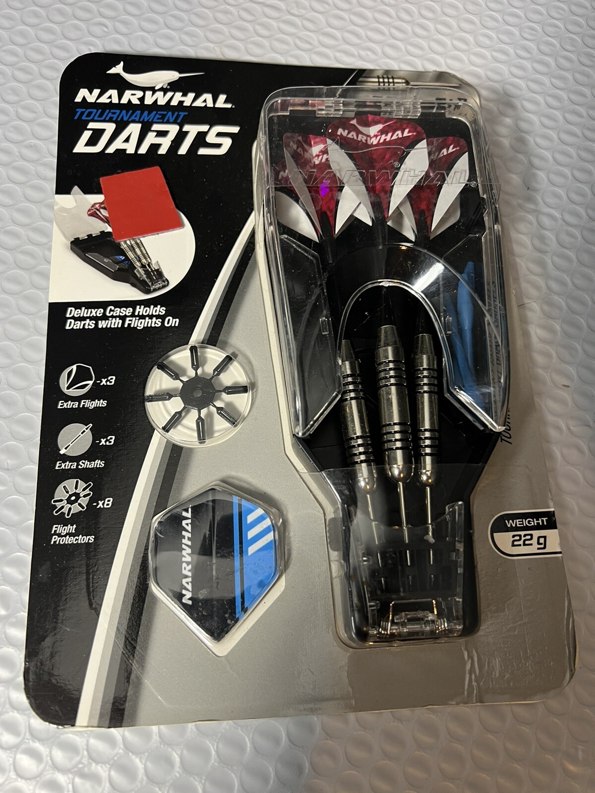 Narwhal Tournament steel  Darts 22g Deluxe Set + Extra Shafts Flights Tips (Z59)