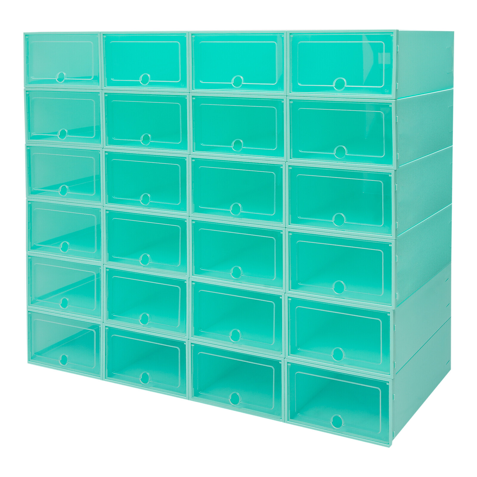 24Pack Foldable Shoe Box Storage Stackable Plastic Sneaker Case Organizer W/Lids