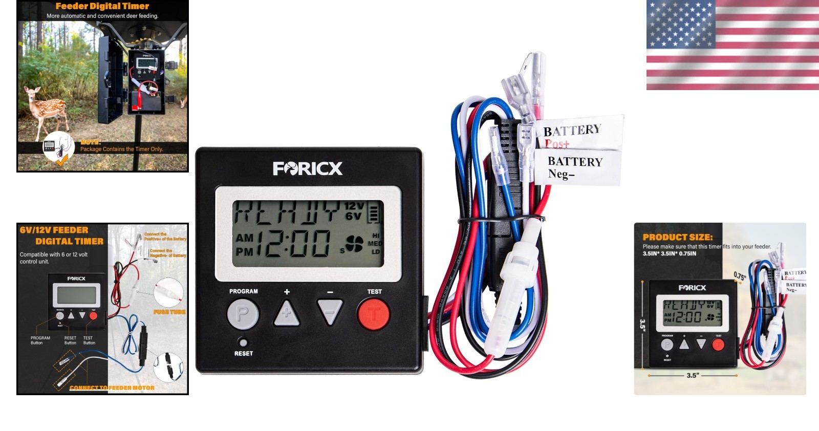 Digital Timer for Deer Feeder 6V/12V Programmable Feed Times Adjustable Rate