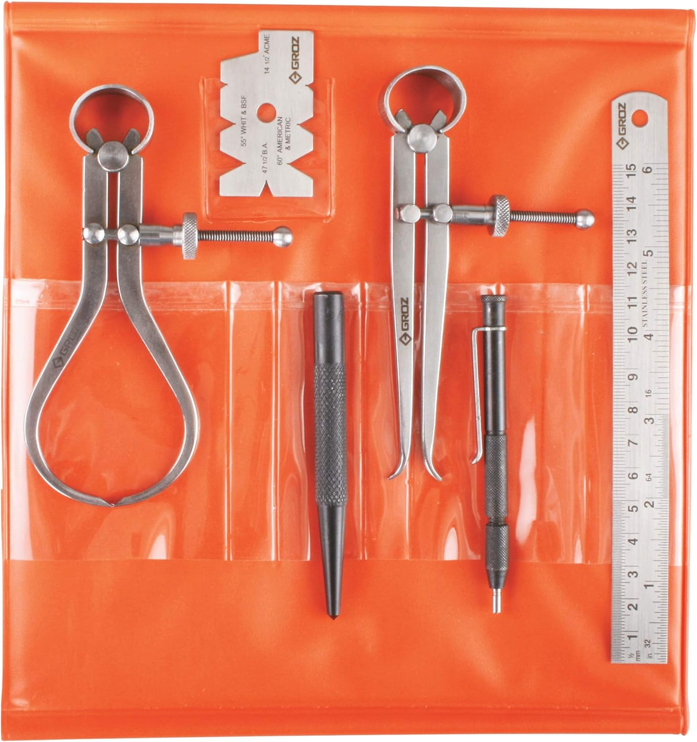 03600 6-Piece Engineer’S Tool Set – Includes inside Caliper, outside Caliper, Sc