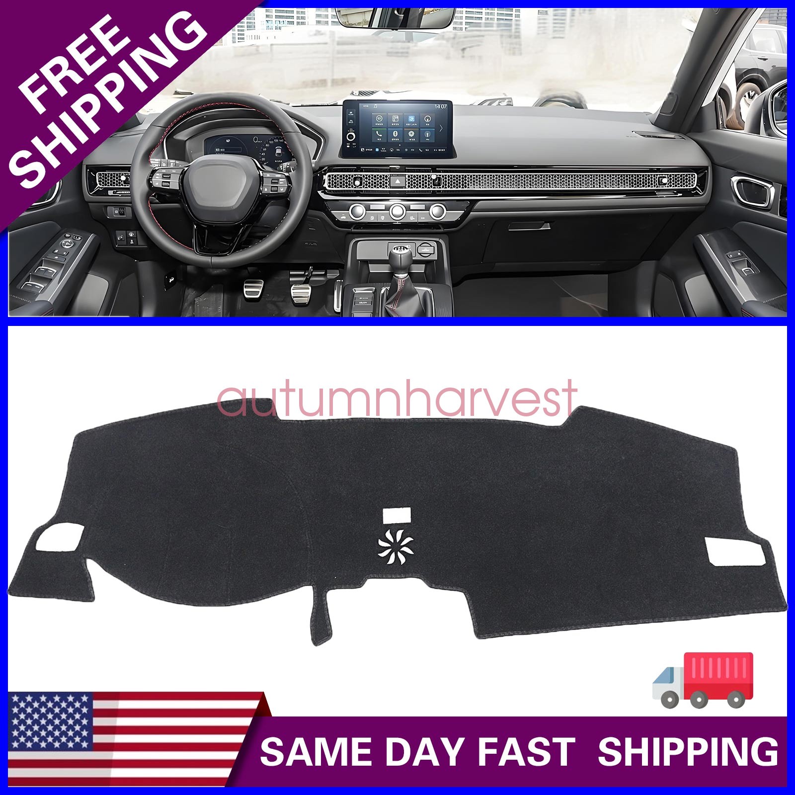 New Fit For 2022-2026 Honda Civic Dashboard Dash Cover Dashmat Black