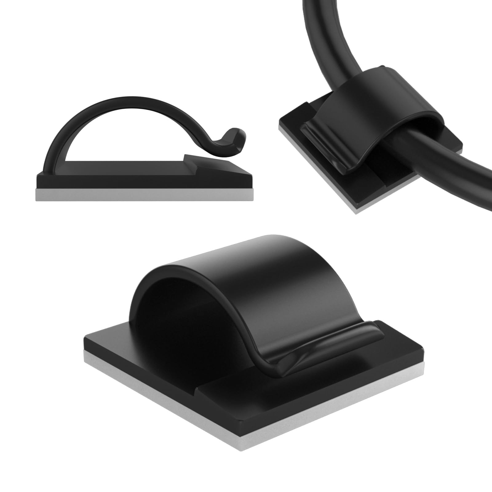 LinkDocs 30 Pieces Adhesive Cable Clips Wire 30 Pack Cable, Black