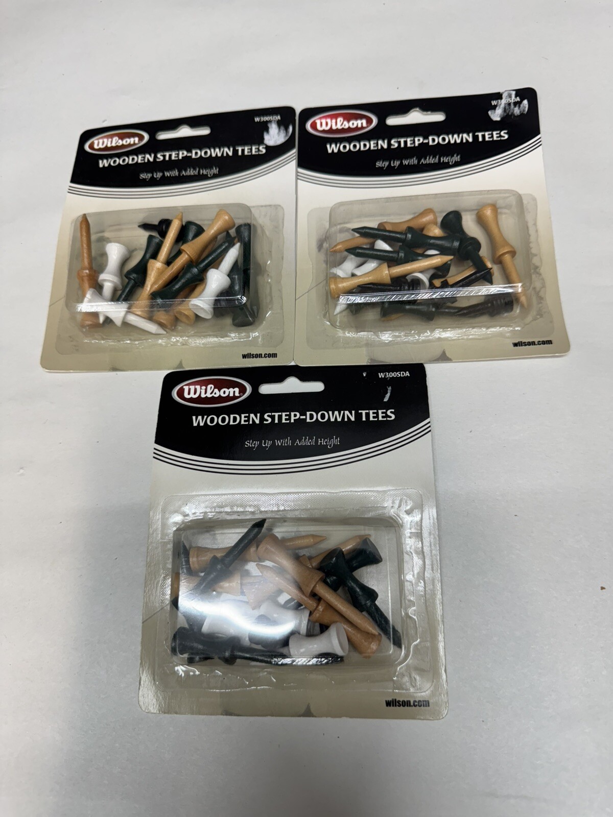 3x Wilson Wooden Step Down Tees 15 Golf Tees / Pack W300SDA NEW