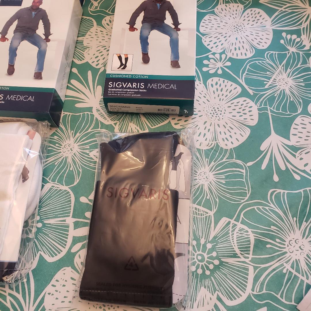 Sigvaris 362c MEN CUSHIONED Cotton CT 20-30 Compression Ribbed Socks Size Color