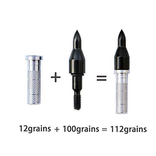 Aluminum Inserts .244/6.20mm+Bullet Field Points 5/16 Archery Practice Tips,12pc