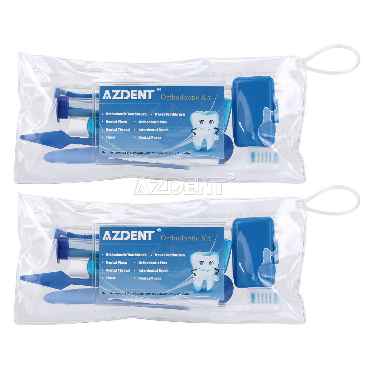 5 Packs Dental Orthodontic Brush Ties Toothbrush Brush Floss Kit Oral Care Blue