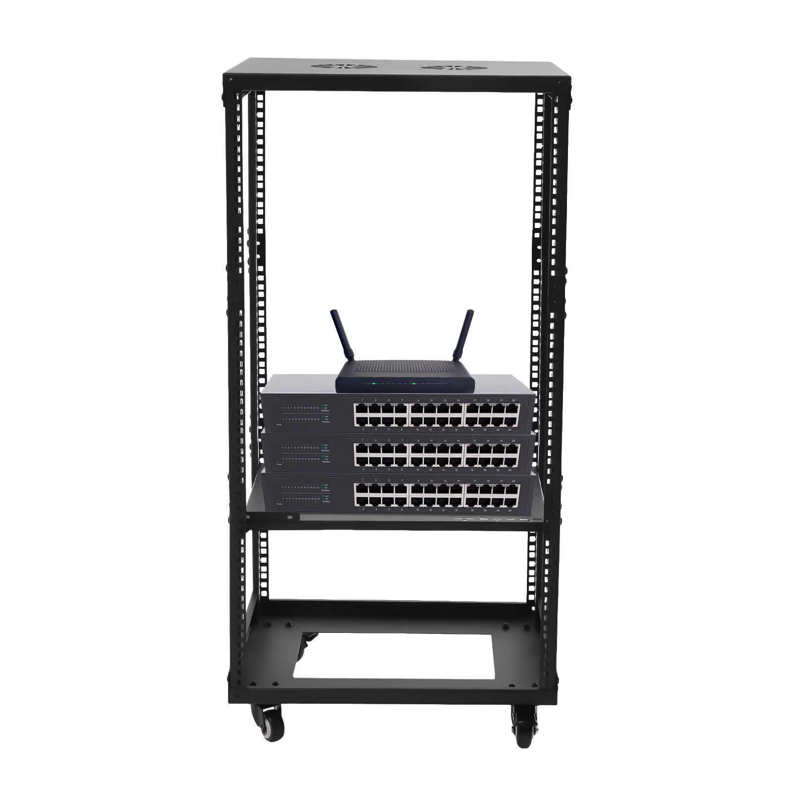 18.5" 4 Post Open Frame Network Server Rack 18U Adjustable Partition 0-31.5''