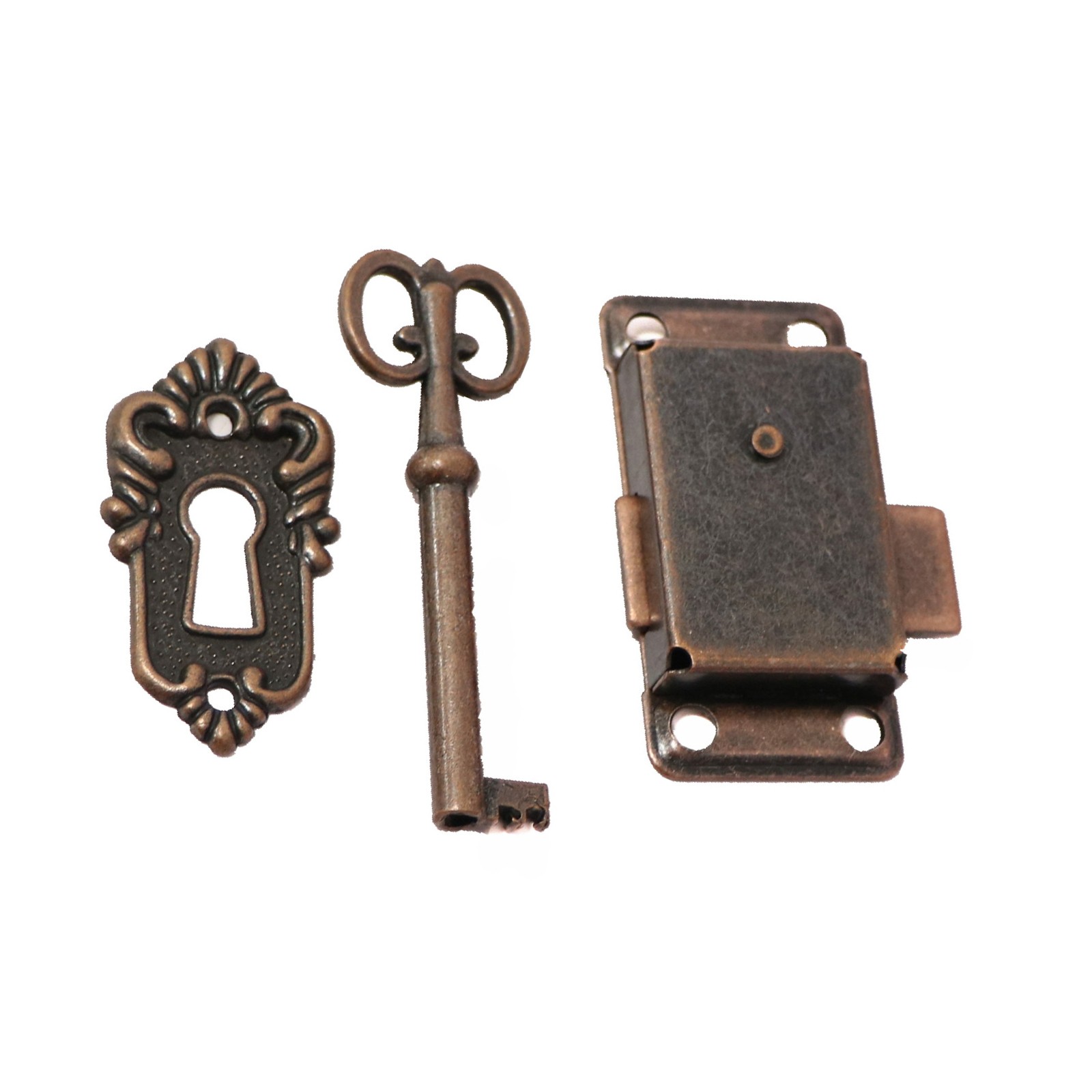 Furniture Cabinet Door Lock Set W/ Key Antique Drawer Wardrobe Lock Decor Kits/