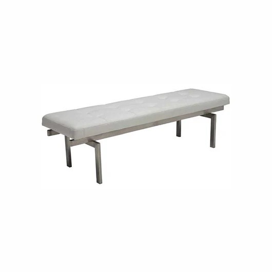 Nuevo Louve Accent Bench White Upholstery- Modern Furniture Ottoman- Rare
