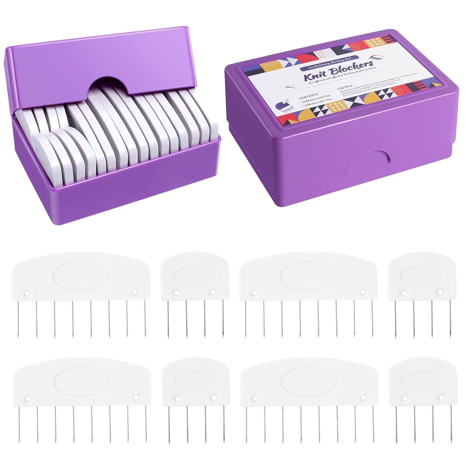 Nyuemystery 40 Pcs Blocking Combs Kit, Knit Blockers and Pins for white