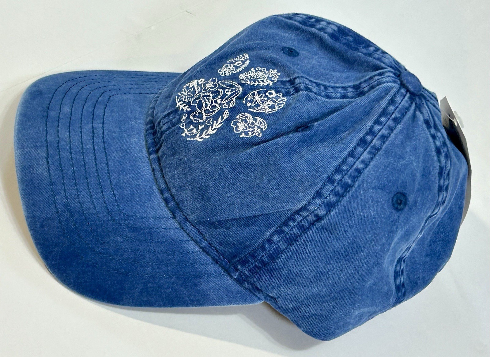 Time & Tru Cotton Twill Flower Paw Baseball Cap Hat Buckle Closure Blue NWT