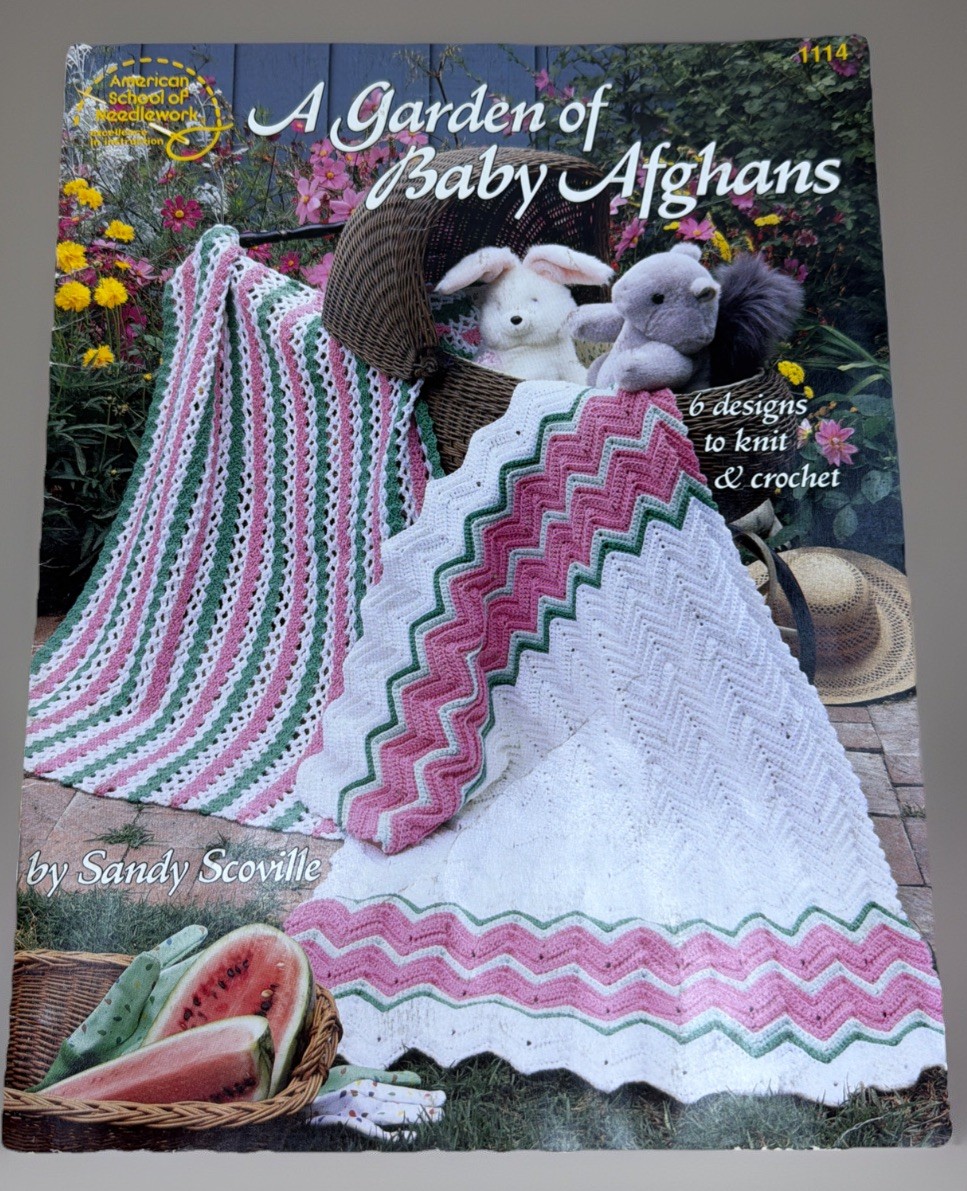American School of Needlework Garden of 6 Baby Afghans to Knit & Crochet