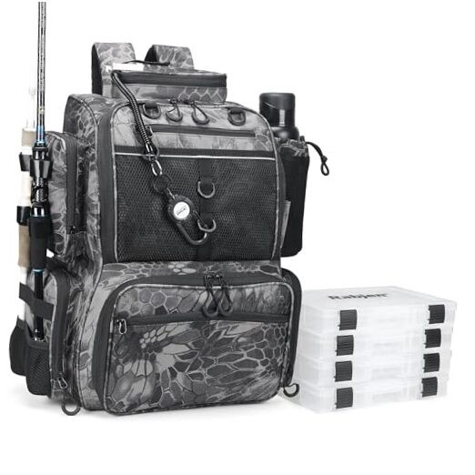 Fishing Standard size include 4 tackle boxes 1600D nylon Camouflage Black