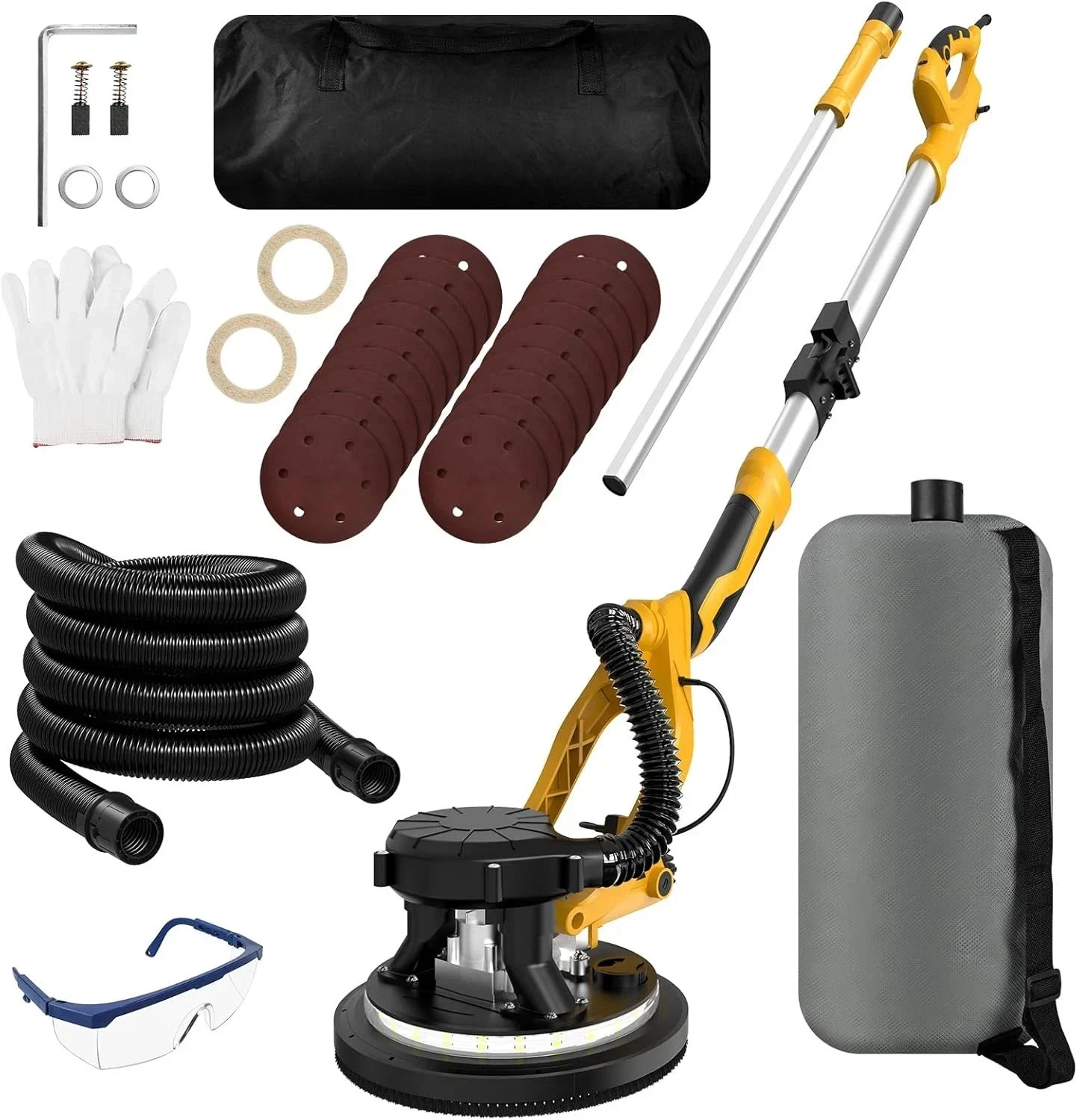 1250W Drywall Sander, 11.5A Electric Drywall Sander with Vacuum Dust Collector,
