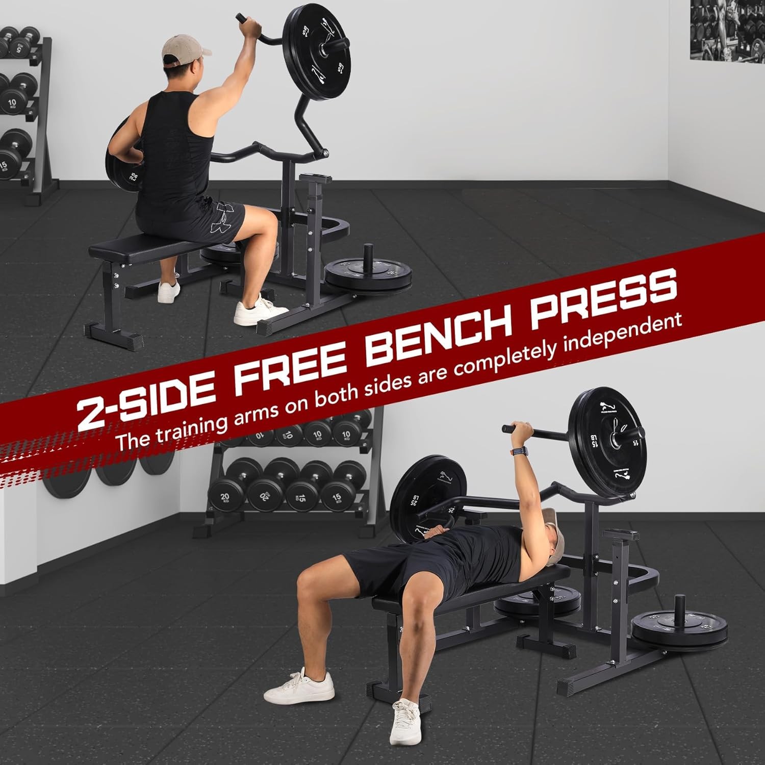 Chest Press Machine with Adjustable Flat Bench,Versatile Bench Press Rack