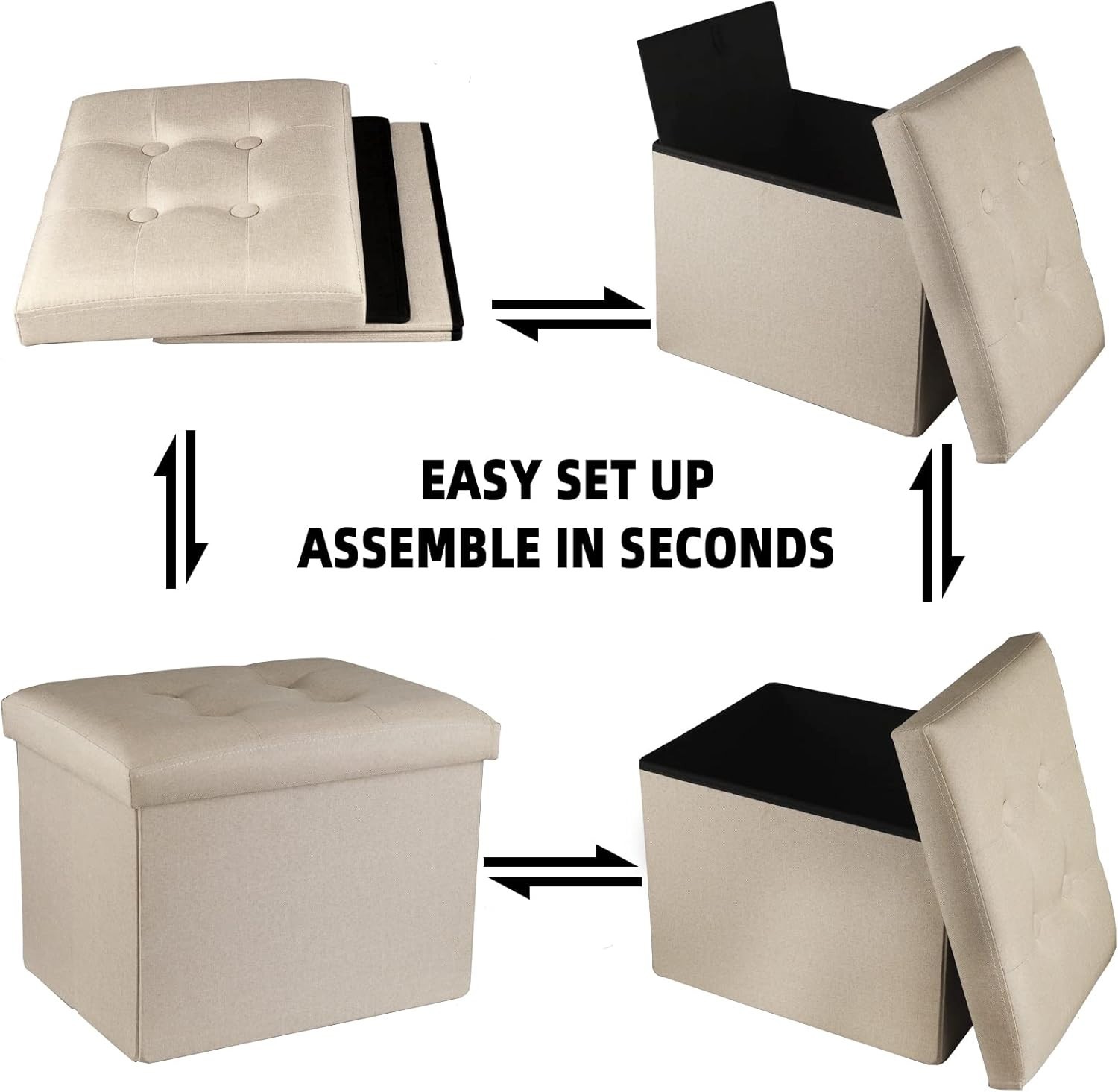 Multi-Functional Beige Ottoman Cube - Stylish Storage and Footrest (13x17x13)