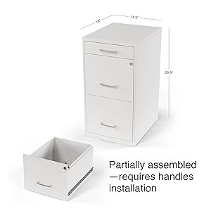 White, D W H, Lockable & Mobile, Letter Size Documents, Staples 3-Drawer