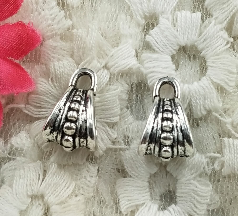 Free Ship 74 pcs Antique silver charms bails 15x10mm H-4932