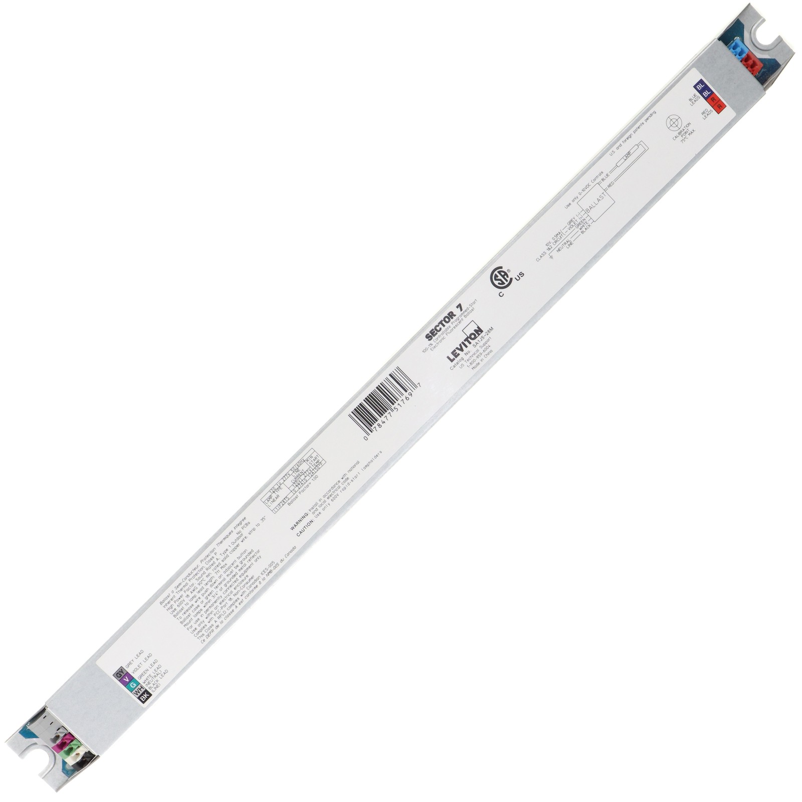 LEVITON SA1J5-28M SECTOR-7 DIMMING BALLAST, 0-10V, 1-LAMP, 28W T5, 120/277V