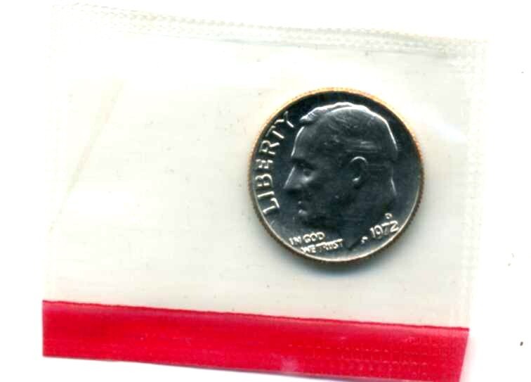 1972 D GEM BU ROOSEVELT DIME UNCIRCULATED US GOVERNMENT SEALED US COIN #3252