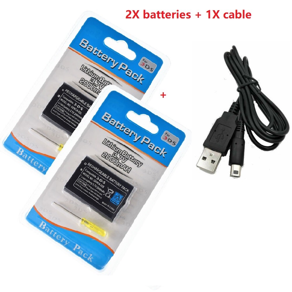 Replacement Rechargeable Battery for Nintendo 3DS 2DS CTR-003 2000mAh+ USB Power
