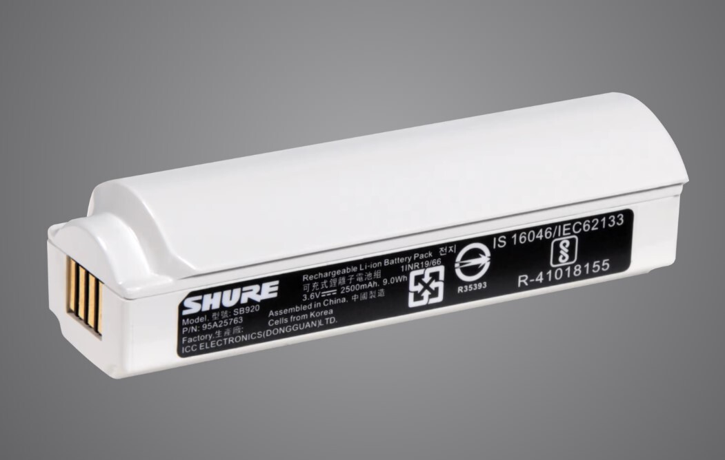 Shure SB920, Lithium-Ion Rechargeable Battery for Shure ADX2 & ADX2FD