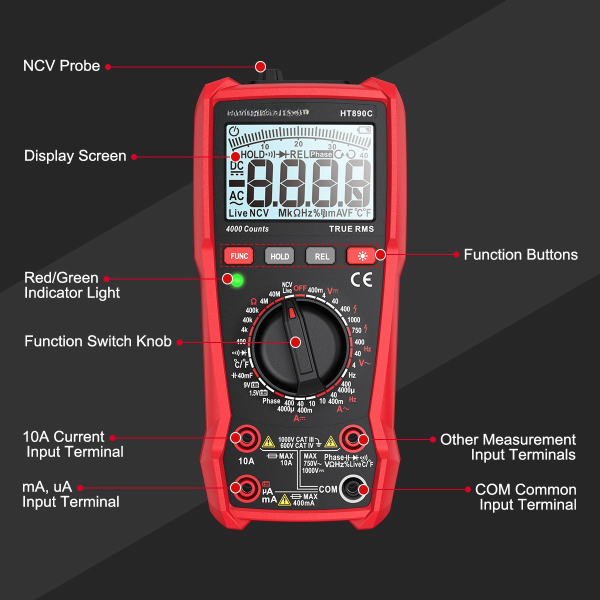 4000 Counts Valid Value Number CAT IV 600V Auto-ranging Multimeter