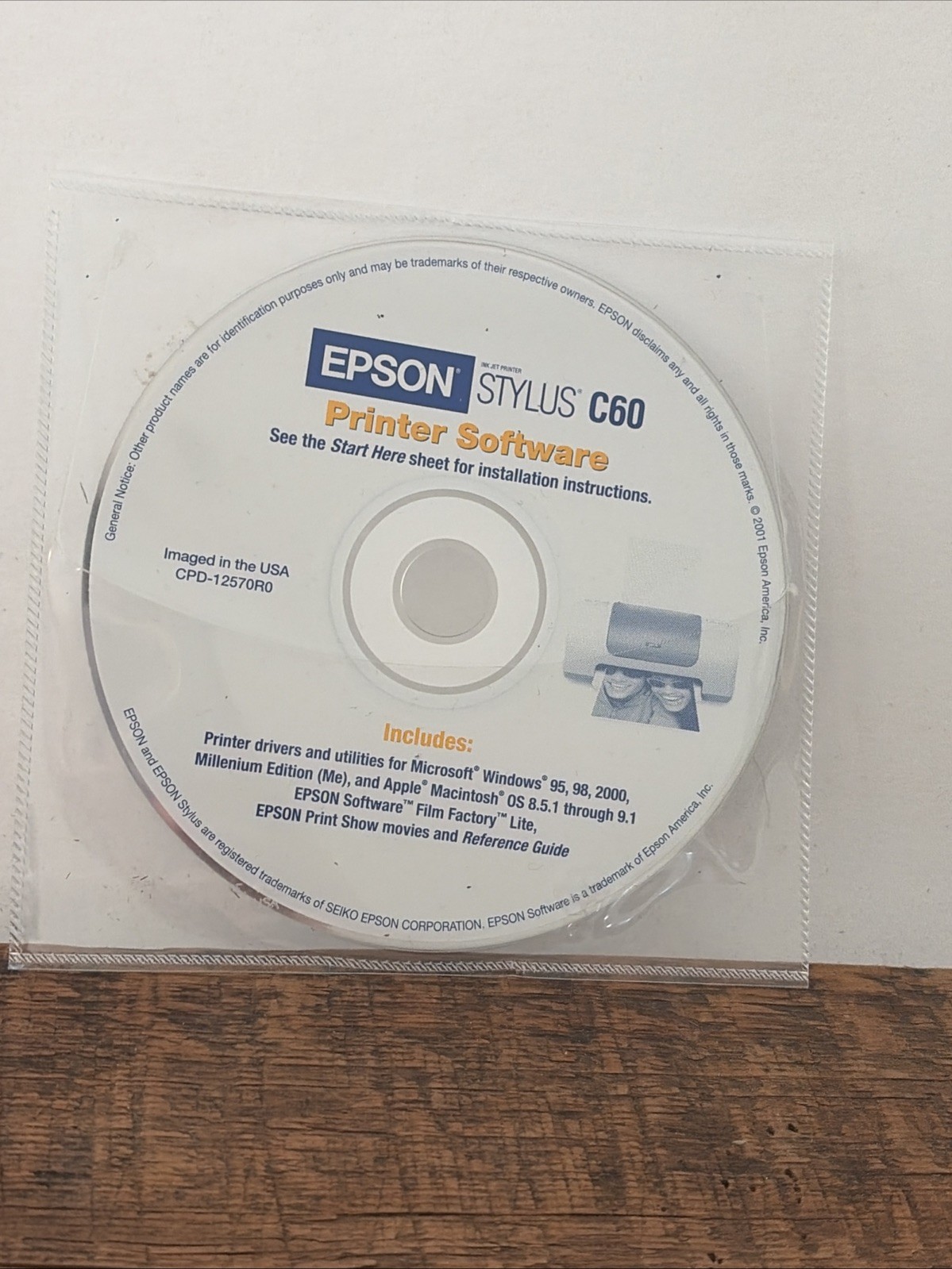 EPSON Stylus C60 Series Printer Software Drivers and Utilities Disc - Loads