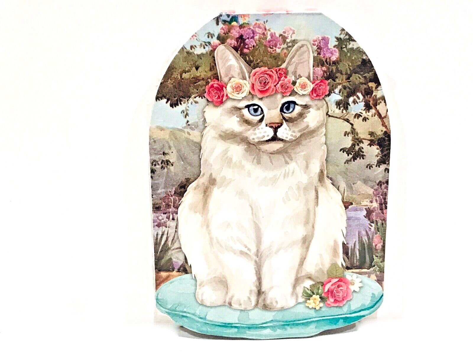 PUNCH STUDIO GLITTER ROSE CROWN KITTY 5X7 NOTEPAD 75 SHEETS